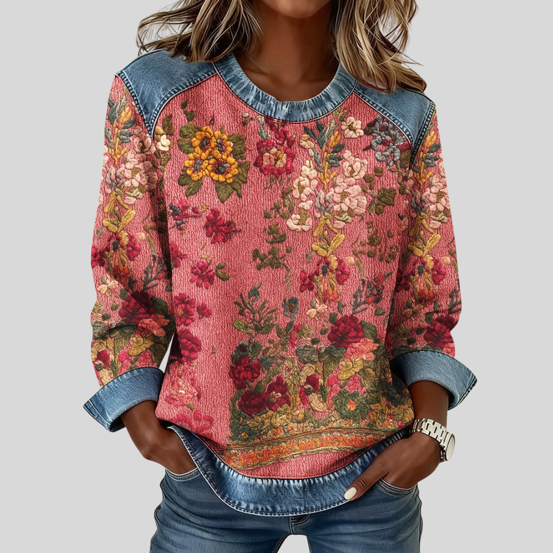 Jersey Coral con Estampado Floral