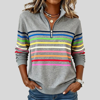 Jersey Zip de Rayas Multicolores
