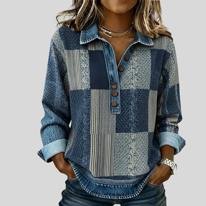 Jersey de Cuadros Efecto Denim