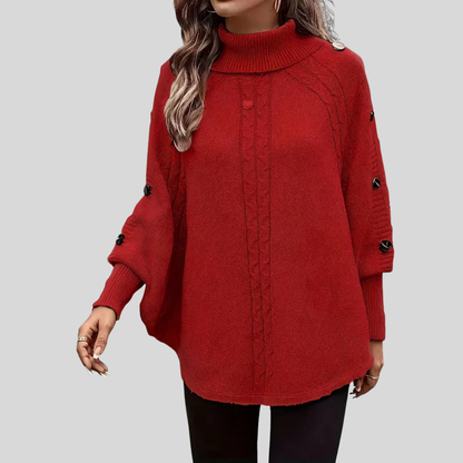 Poncho de Cuello Vuelto con Trenzas