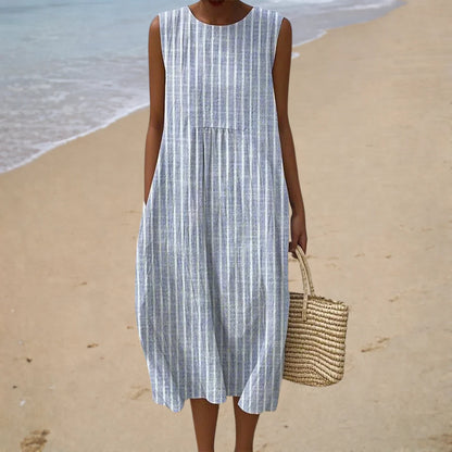 Anaïs | Vestido Midi Rayas Mediterráneo