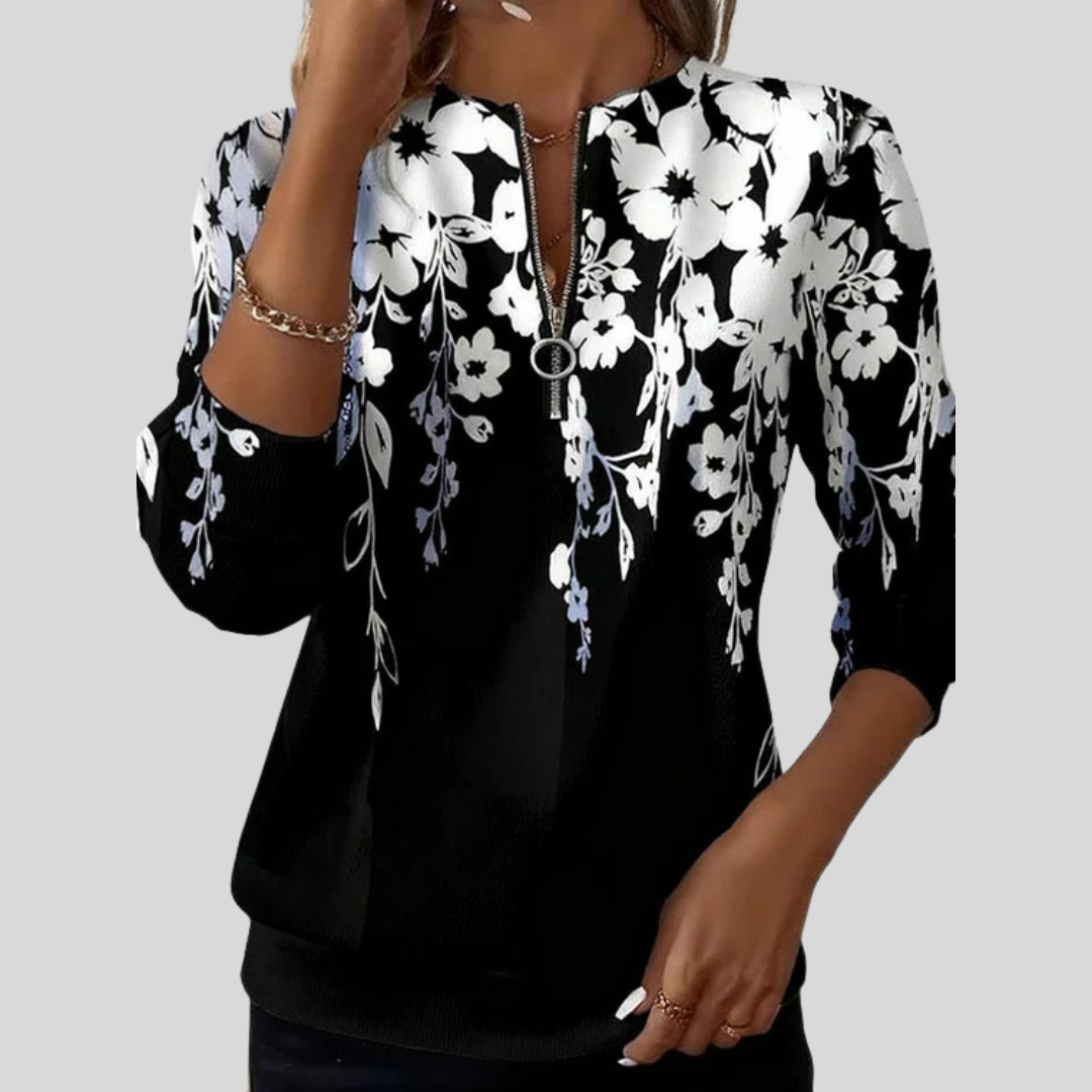 Jersey Negro con Flores Blancas