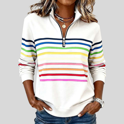 Jersey Zip de Rayas Multicolores