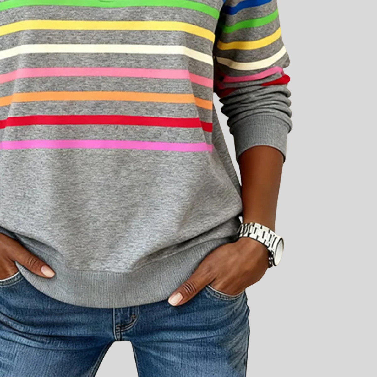 Jersey Zip de Rayas Multicolores