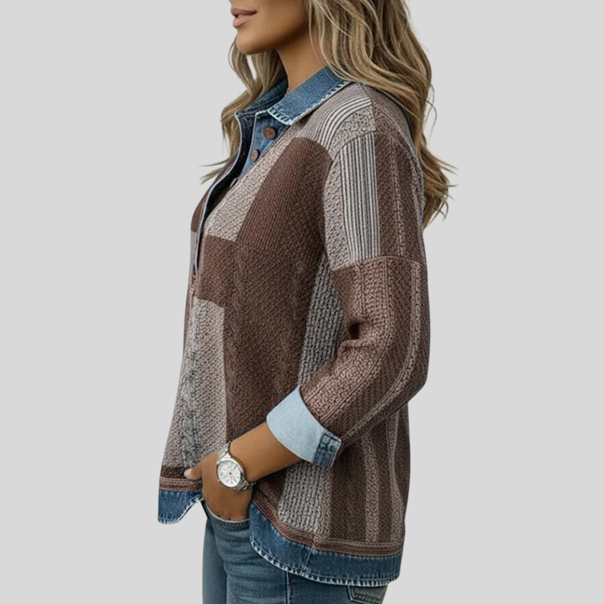 Jersey de Cuadros Efecto Denim
