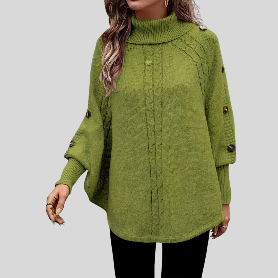 Poncho de Cuello Vuelto con Trenzas
