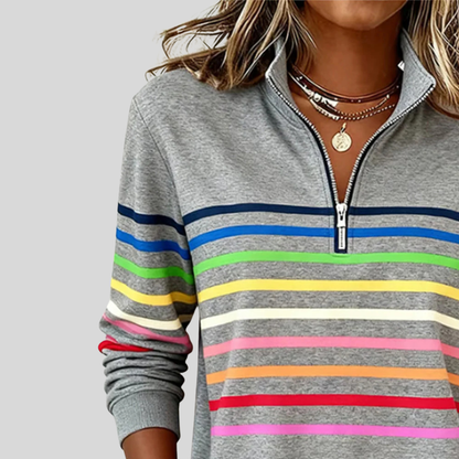 Jersey Zip de Rayas Multicolores