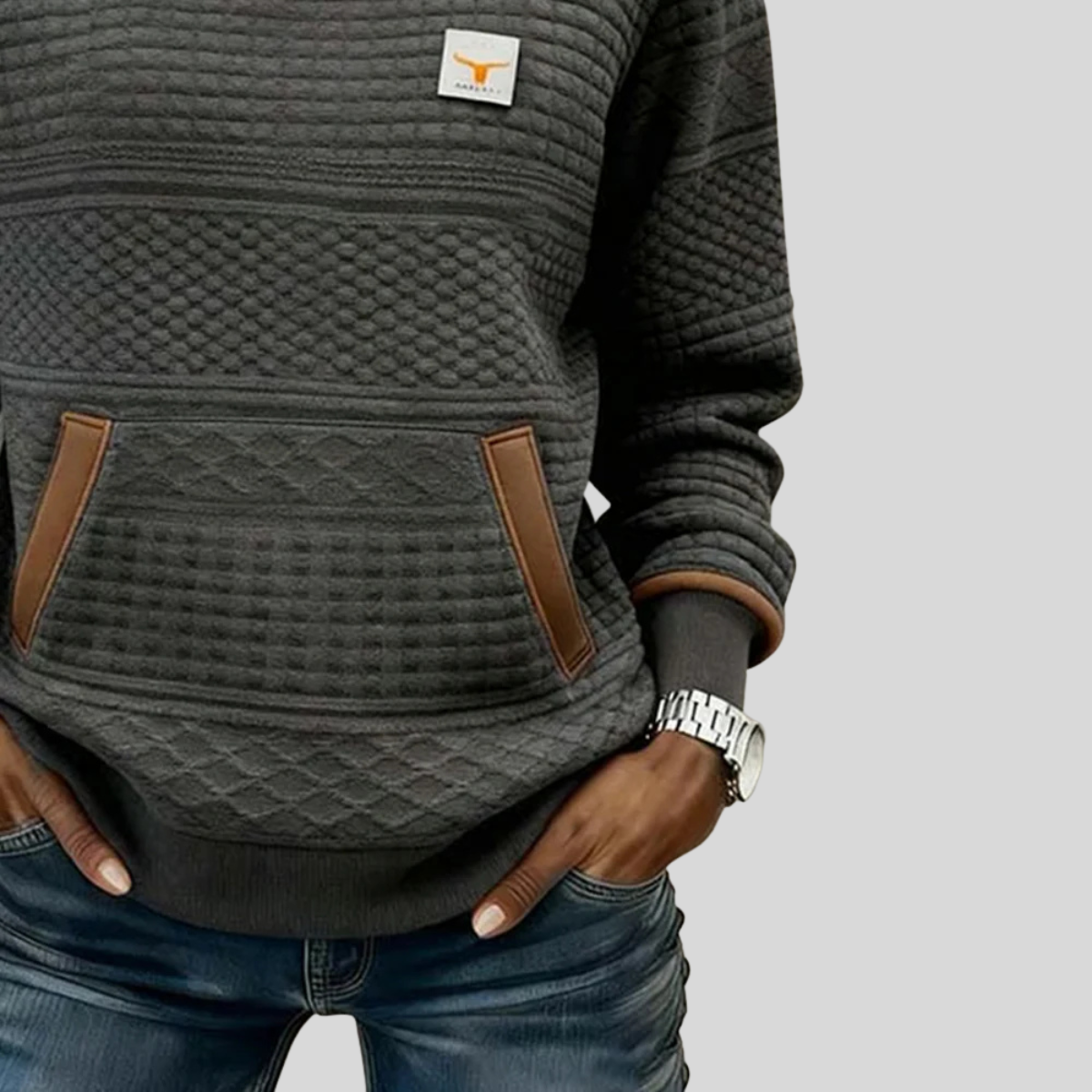 Jersey Acolchado de Cuello Redondo