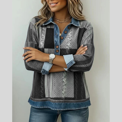 Jersey de Cuadros Efecto Denim