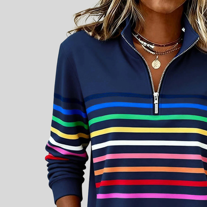 Jersey Zip de Rayas Multicolores