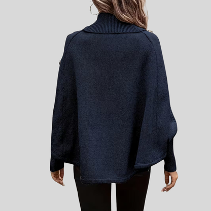 Poncho de Cuello Vuelto con Trenzas