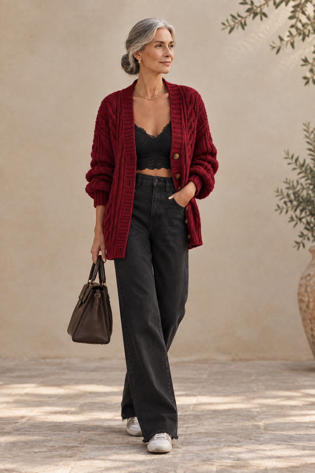 Solène | Cárdigan de Punto Trenzado en Camel