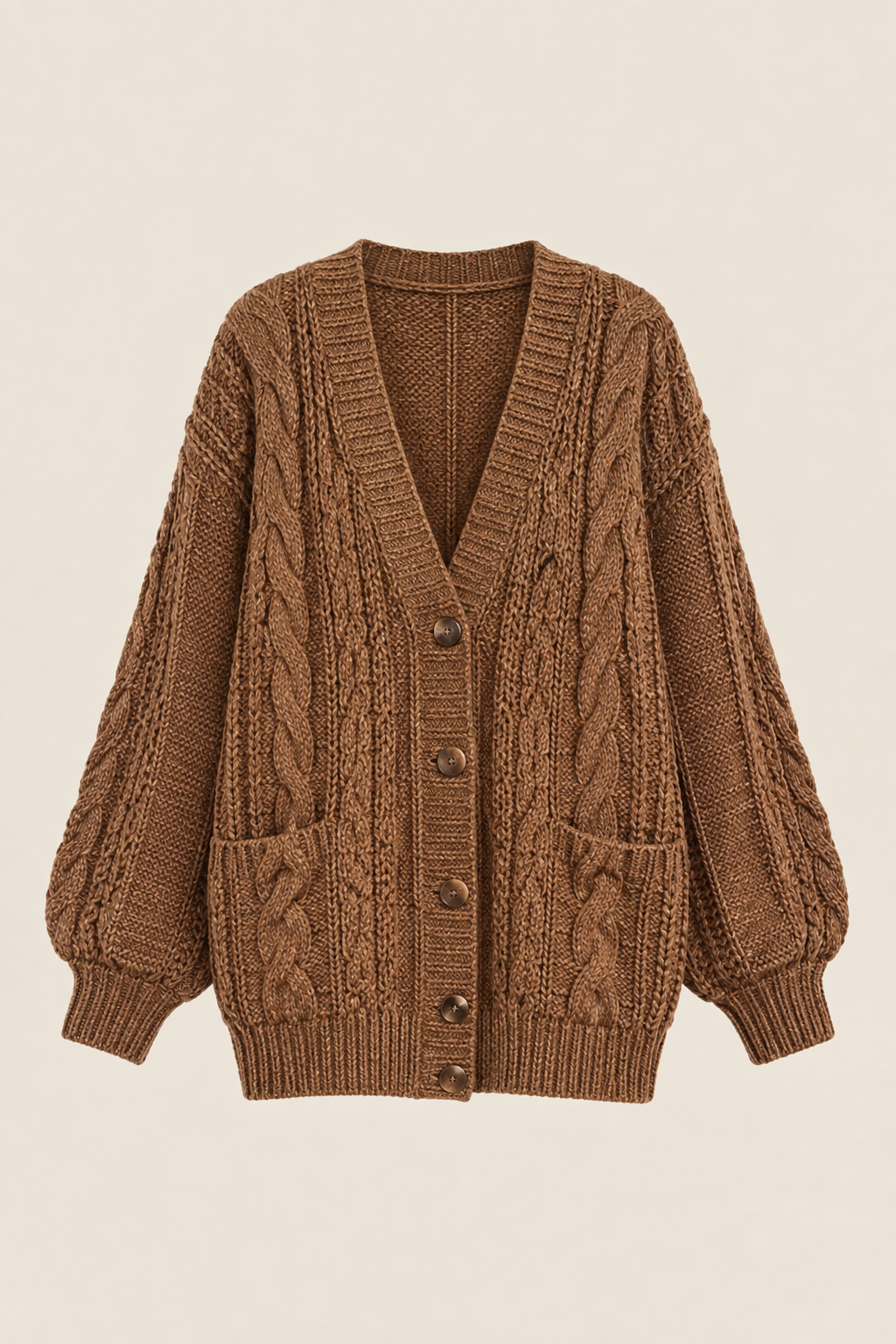 Solène | Cárdigan de Punto Trenzado en Camel