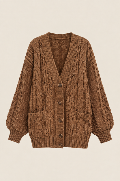 Solène | Cárdigan de Punto Trenzado en Camel