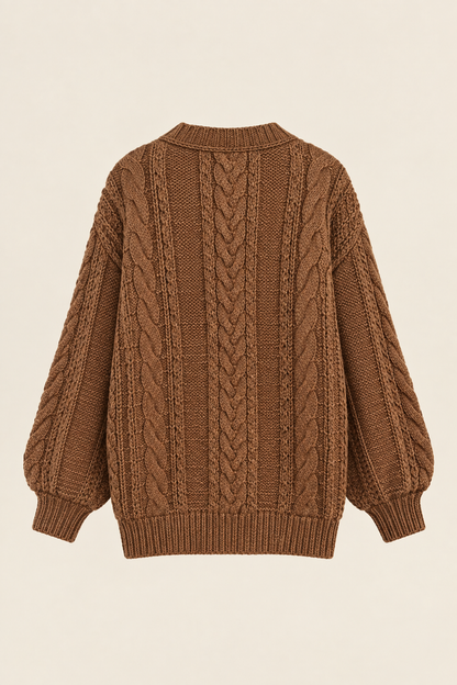 Solène | Cárdigan de Punto Trenzado en Camel