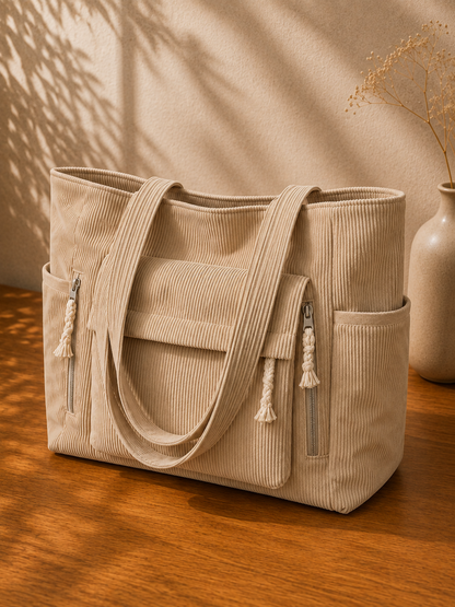 Valentina | Bolso de Pana con Múltiples Bolsillos