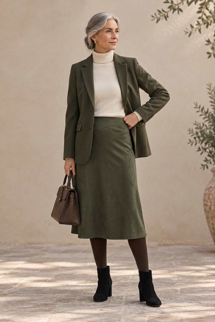 Claire | Falda Midi Corte en A