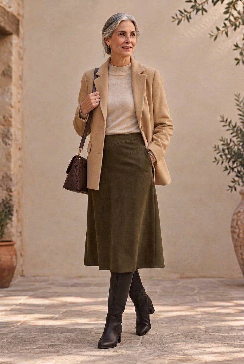 Claire | Falda Midi Corte en A
