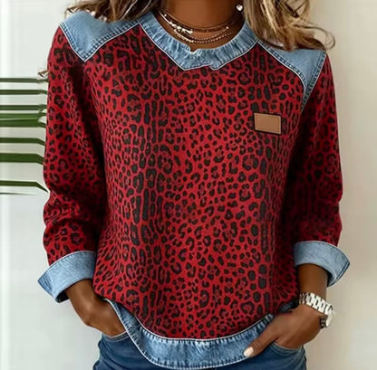 Jersey Leopardo con Panel Denim