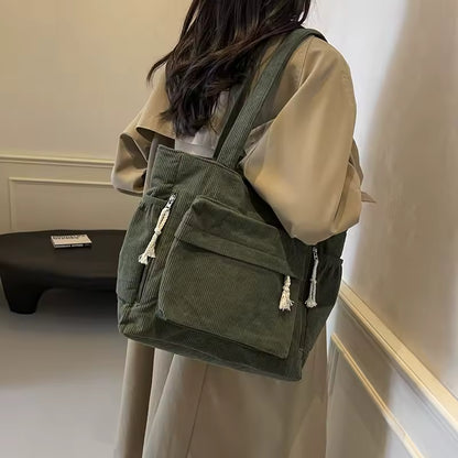 Valentina | Bolso de Pana con Múltiples Bolsillos